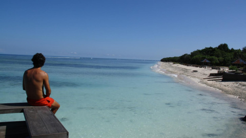 Galán en una playa de Indonesia.