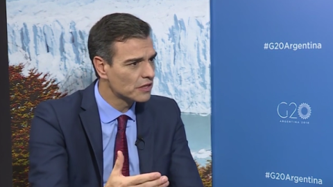 Sánchez en declaraciones para la CNN en Español - Fotograma de la entrevista Sánchez en declaraciones para la CNN en Español - Fotograma de la entrevista