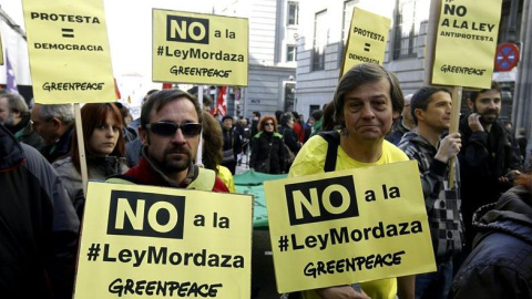 magen de una protesta contra la ‘ley mordaza’ celebrada en Madrid el pasado mes de febrero. / Efe magen de una protesta contra la ‘ley mordaza’ celebrada en Madrid el pasado mes de febrero. / Efe