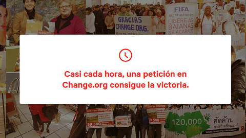 Pantalla del sitio web de Change.org. Pantalla del sitio web de Change.org.