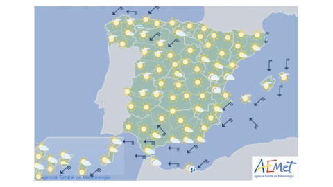 Previsión por comunidades autónomas para hoy, 22 de agosto. / AEMET Previsión por comunidades autónomas para hoy, 22 de agosto. / AEMET