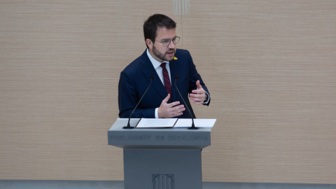 El candidato de ERC a la Presidencia, Pere Aragonès, interviene en la primera sesión del debate de investidura a la presidencia de la Generalitat de Catalunya. El candidato de ERC a la Presidencia, Pere Aragonès, interviene en la primera sesión del debate de investidura a la presidencia de la Generalitat de Catalunya.