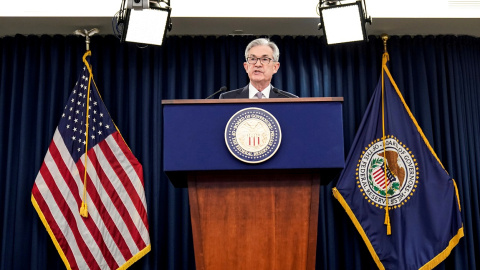 El presidente de la Reserva Federal, Jerome Powell, en una rueda de prensa en diciembre de 2019. REUTERS/Joshua Roberts El presidente de la Reserva Federal, Jerome Powell, en una rueda de prensa en diciembre de 2019. REUTERS/Joshua Roberts