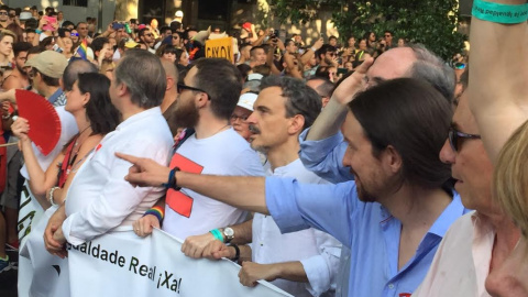 José Manuel López y Pablo Iglesias son parte de la cabecera de la marcha.