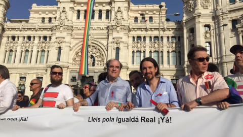 José Manuel López y Pablo Iglesias son parte de la cabecera de la marcha.