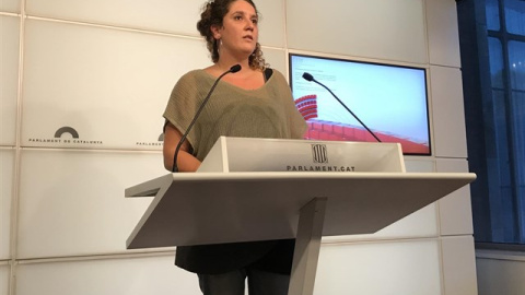 Núria Gibert, portavoz de la CUP, durante una rueda de prensa. EUROPA PRESS Núria Gibert, portavoz de la CUP, durante una rueda de prensa. EUROPA PRESS
