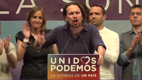 Iglesias durante el mitin de cierre de campaña