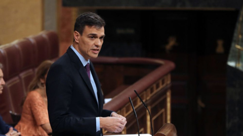 El presidente del Gobierno, Pedro Sánchez, durante su comparecencia en el Congreso | EFE El presidente del Gobierno, Pedro Sánchez, durante su comparecencia en el Congreso | EFE