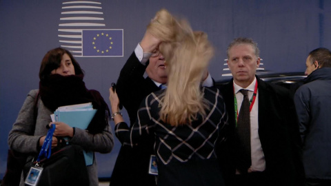 Juncker, durante el momento del encuentro. Juncker, durante el momento del encuentro.