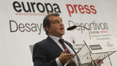 Joan Laporta, durante los desayunos de Europa Press. /EP Joan Laporta, durante los desayunos de Europa Press. /EP