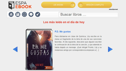 Pantalla de Espabook.com, uno de los sitios bloqueados por Cultura. Pantalla de Espabook.com, uno de los sitios bloqueados por Cultura.