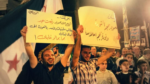 Mohammed Abdullah, a la izquierda, durante una manifestación en 2011. Mohammed Abdullah, a la izquierda, durante una manifestación en 2011.