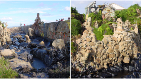 El jardín-museo de Man, tras el vertido del Prestige. / CAMIÑO DOS FAROS El jardín-museo de Man, tras el vertido del Prestige. / CAMIÑO DOS FAROS