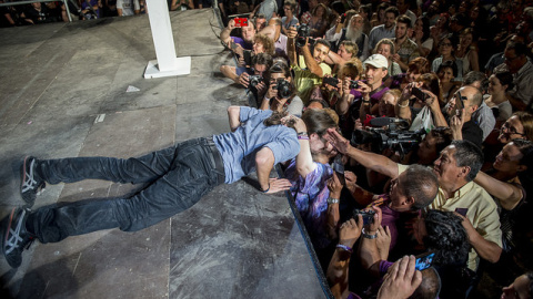 Pablo Iglesias tras su mitin de este sábado en Vallecas. DANI GAGO / PODEMOS Pablo Iglesias tras su mitin de este sábado en Vallecas. DANI GAGO / PODEMOS