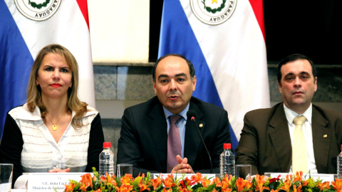 27/08/2019.- La ministra de Comercio, Liz Cramer, Antonio Rivas, ministro de Exteriores de Paraguay, y el viceministro de Asuntos Exteriores, Juan Delgadillo. EFE/ Carlos Villar Ortiga 27/08/2019.- La ministra de Comercio, Liz Cramer, Antonio Rivas, ministro de Exteriores de Paraguay, y el viceministro de Asuntos Exteriores, Juan Delgadillo. EFE/ Carlos Villar Ortiga