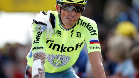 Contador, tras la caída sufrida en la primera etapa del Tour.- EFE Contador, tras la caída sufrida en la primera etapa del Tour.- EFE