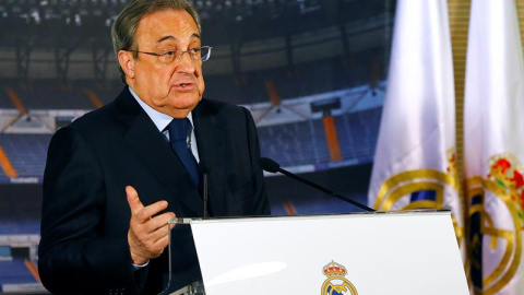 Florentino Pérez, durante la rueda de prensa. EFE/J.P.GANDUL Florentino Pérez, durante la rueda de prensa. EFE/J.P.GANDUL