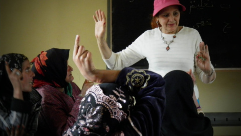 Najat Ikhich, durante una de sus charlas. Najat Ikhich, durante una de sus charlas.