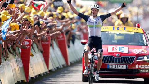 Cummings celebra a su llegada a meta. REUTERS/Juan Medina Cummings celebra a su llegada a meta. REUTERS/Juan Medina