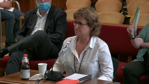 L'exmembre de la Mesa del Parlament Anna Simó en una imatge de la seva declaració al TSJC.