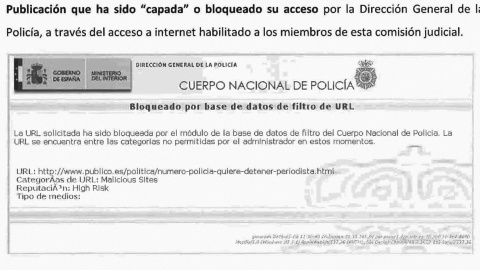 Bloqueo de URL de Público en base de datos de la Dirección General de la Policía. Bloqueo de URL de Público en base de datos de la Dirección General de la Policía.
