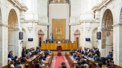 Vista general de la sala de plenos del Parlamento de Andalucía durante la sesión constitutiva de la XI legislatura. EFE/Raúl Caro