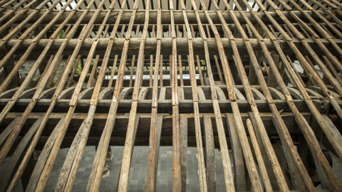 Vista de la obra "'Wang Family Ancestral Hall" del artista chino Ai Weiwei durante la presentación a la prensa de la exposición "AI WEIWEI traslocación-transformación"en Viena (Austria). La muestra permanecerá abierta al público del 14 de j