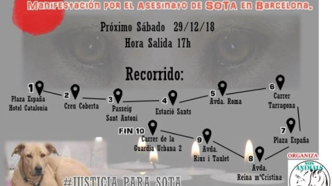 Cartell de convocatòria de la manifestació de l'entitat animalista