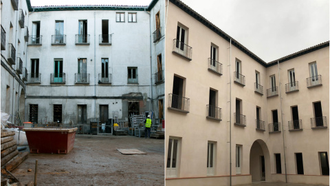 Antes y después de las obras de rehabilitación del Palacio Duquesa de Sueca.