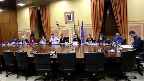 El Grupo de Trabajo sobre financiación autonómica del Parlamento de Andalucía, al inicio de su reunión. El Grupo de Trabajo sobre financiación autonómica del Parlamento de Andalucía, al inicio de su reunión.