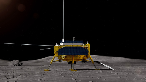 Impresión artística facilitada por el CNSA del módulo de aterrizaje lunar de la sonda lunar Chang'e-4. EFE/CNSA