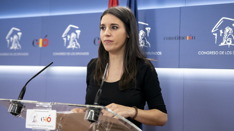 La portavoz de Unidos Podemos, Irene Montero, en una rueda de prensa en el Congreso / Podemos - Daniel Gago La portavoz de Unidos Podemos, Irene Montero, en una rueda de prensa en el Congreso / Podemos - Daniel Gago
