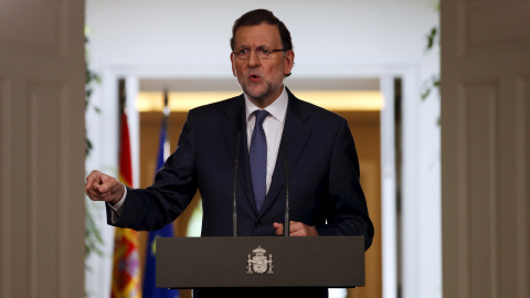 Mariano Rajoy durante su comparecencia. REUTERS
