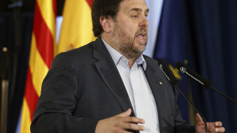 Oriol Junqueras durante su intervención en el desayuno informativo de la tribuna Fórum Europa. EFE Oriol Junqueras durante su intervención en el desayuno informativo de la tribuna Fórum Europa. EFE