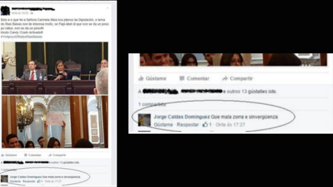 Captura de pantalla del comentario de Jorge Caldas, teniente de alcalde en Moraña a la socialista Carmela Silva. Captura de pantalla del comentario de Jorge Caldas, teniente de alcalde en Moraña a la socialista Carmela Silva.