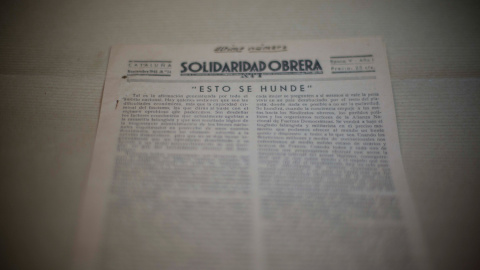 El histórico periódico anarcosindicalista 'Solidaridad Obrera': titula en noviembre del 45 con un demasiado optimista 'Esto se hunde'.- JAIRO VARGAS El histórico periódico anarcosindicalista 'Solidaridad Obrera': titula en noviembre del 45 con un demasiado optimista 'Esto se hunde'.- JAIRO VARGAS