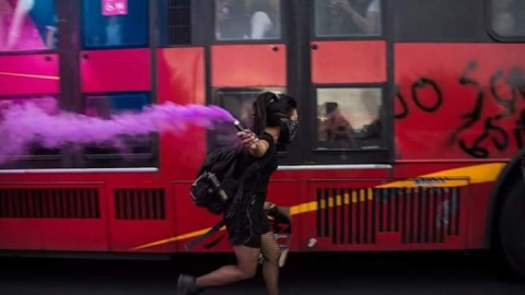 16/09/2019 - Imagen de un acto reivindicativo durante una manifestación del movimiento feminista Brillanteada 16/09/2019 - Imagen de un acto reivindicativo durante una manifestación del movimiento feminista Brillanteada