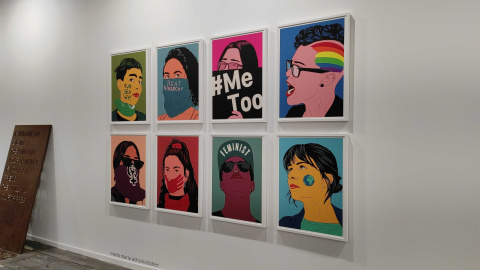 Mural de la lucha feminista dibujado por María María Acha-Kutscher.