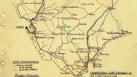 Mapa de carreteras construidas por los presos en el Campo de Gibraltar