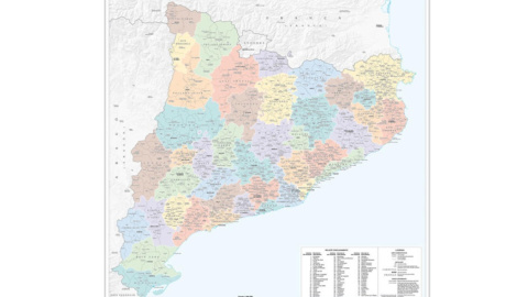 L'actual mapa comarcal de Catalunya, que data de 2015. L'actual mapa comarcal de Catalunya, que data de 2015.