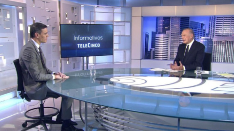 El presidente del Gobierno, Pedro Sánchez, durante su entrevista en Telecinco. El presidente del Gobierno, Pedro Sánchez, durante su entrevista en Telecinco.
