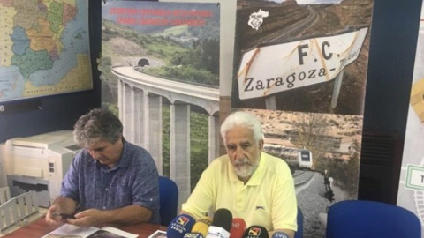 Imagen de una rueda de prensa de Teruel existe. Imagen de una rueda de prensa de Teruel existe.