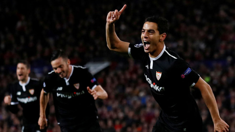 Ben Yedder celebra uno de sus goles al United. Reuters/Jason Cairnduff Ben Yedder celebra uno de sus goles al United. Reuters/Jason Cairnduff