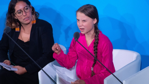 Greta Thunberg en la Cumbre de Acción Climática. / EFE/EPA/HAYOUNG JEON