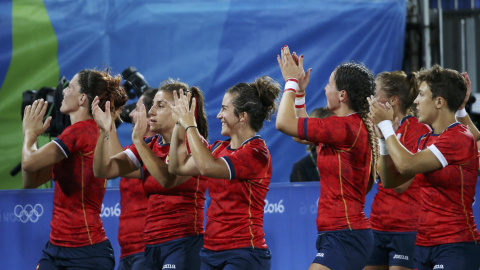 Las jugadoras del rugby a 7 de España celebran su séptima plaza en Río 2016. /REUTERS Las jugadoras del rugby a 7 de España celebran su séptima plaza en Río 2016. /REUTERS