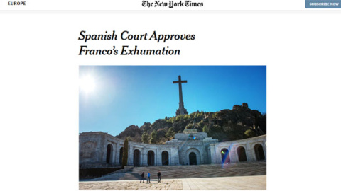 24-09-2019.- 'The New York Times': "El Tribunal Supremo español aprueba la exhumación de Franco"
