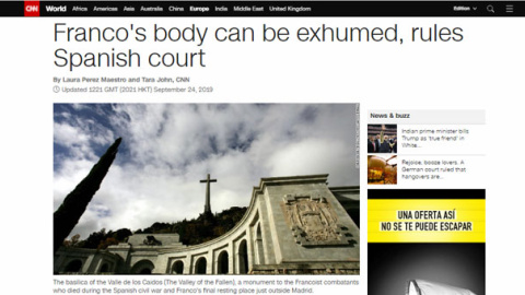 24-09-2019.- CNN: "El cadáver de Franco puede ser exhumado, según ordena la Corte Suprema española"