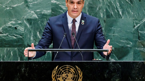 El presidente en funciones, Pedro Sánchez, en la Asamblea de la ONU / EFE/EPA/JUSTIN LANE El presidente en funciones, Pedro Sánchez, en la Asamblea de la ONU / EFE/EPA/JUSTIN LANE