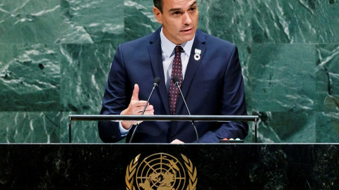 El presidente en funciones, Pedro Sánchez, en la Asamblea de la ONU / EFE/EPA/JUSTIN LANE El presidente en funciones, Pedro Sánchez, en la Asamblea de la ONU / EFE/EPA/JUSTIN LANE