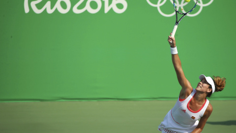 Garbiñe Muguruza en su partido contra la puertorriqueña Mónica Puig. /REUTERS